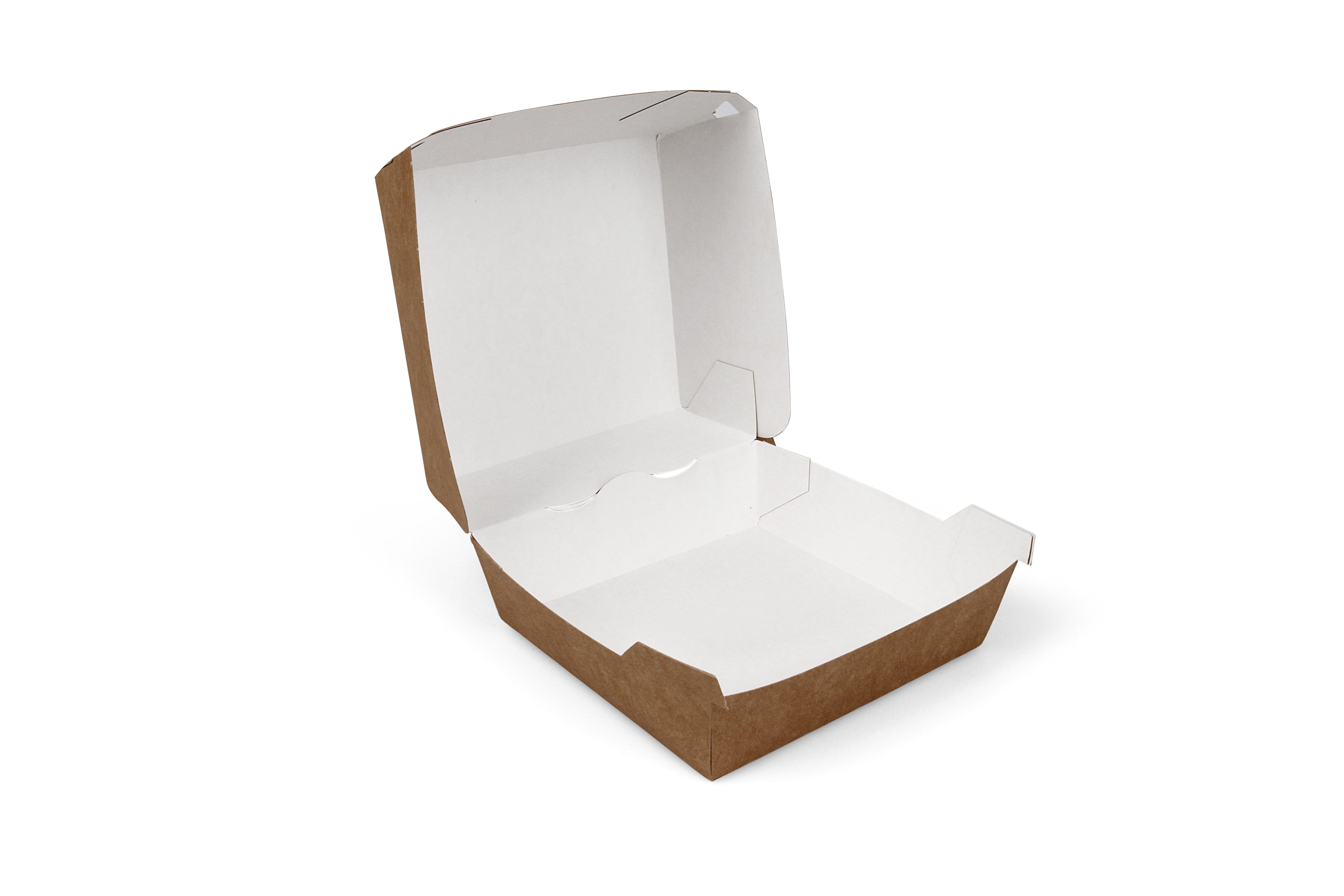 Hamburgerboxen maxi, karton 11,5 x 11 x 7,8 cm bruin / wit
