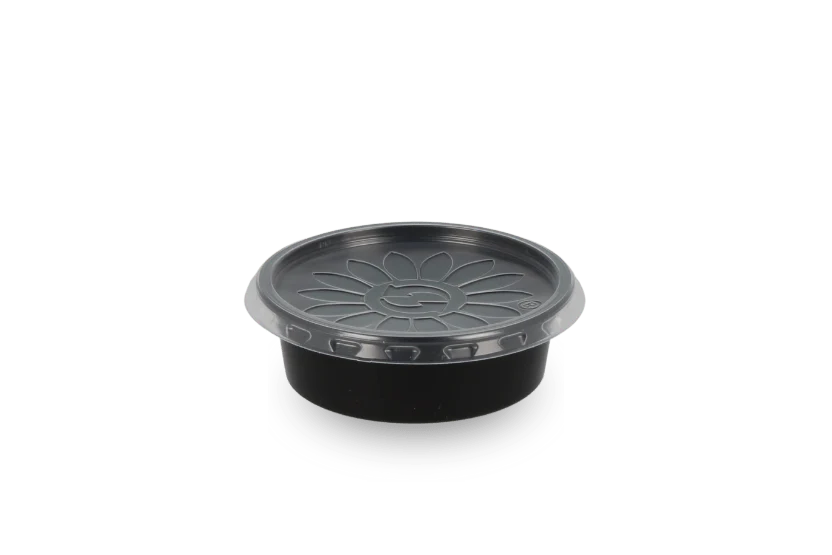 Sausbakje + deksel zwart PP 60ml-2oz 800 stuks