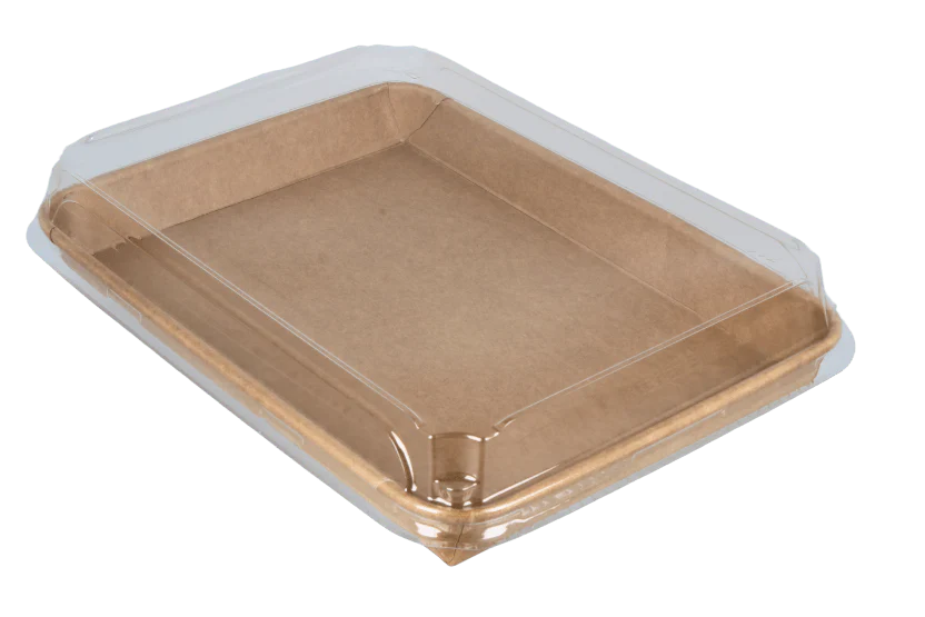 Sushi tray kraft + deksel 255x180x25 200 stuks