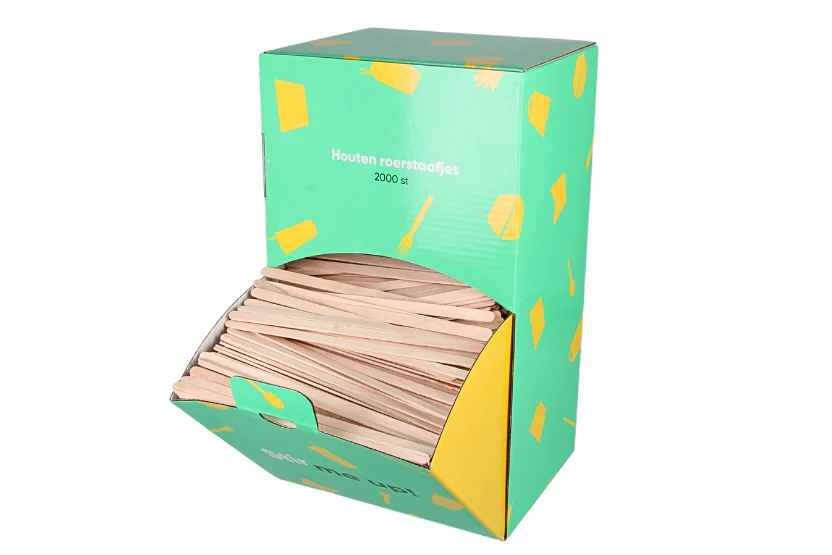 Roerstaafjes in box 11cm 100% hout 2000 stuks