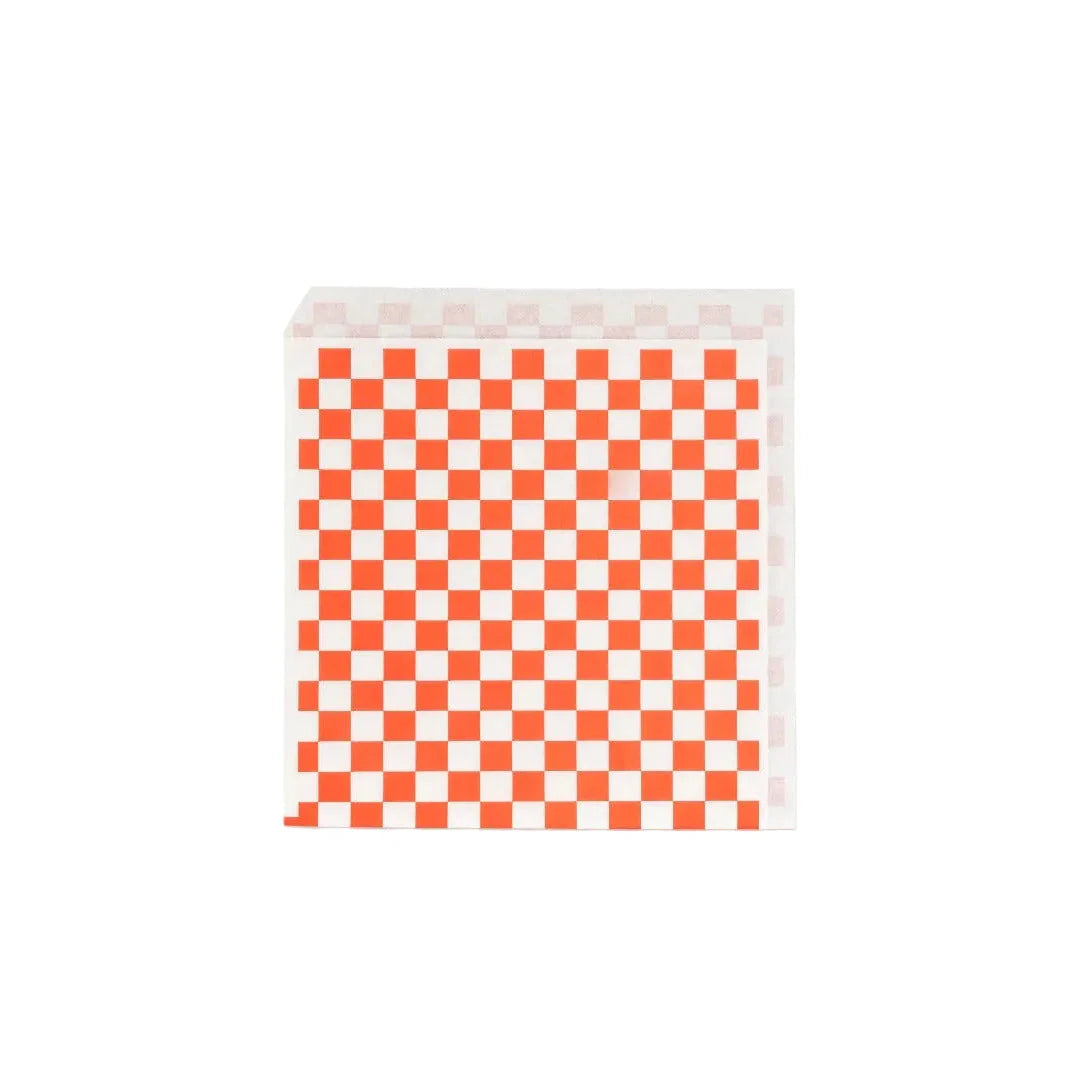 Hamburger zakje 16x16cm boerenbont geruit vetvrij papier BIO 2000 stuks