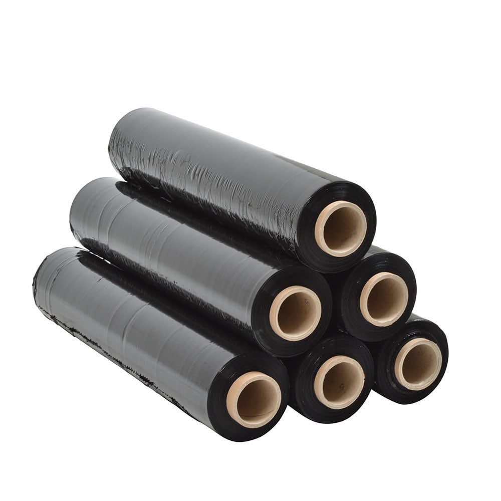 Hand wikkelfolie zwart 50 cm x 270m 23my (6 stuks)