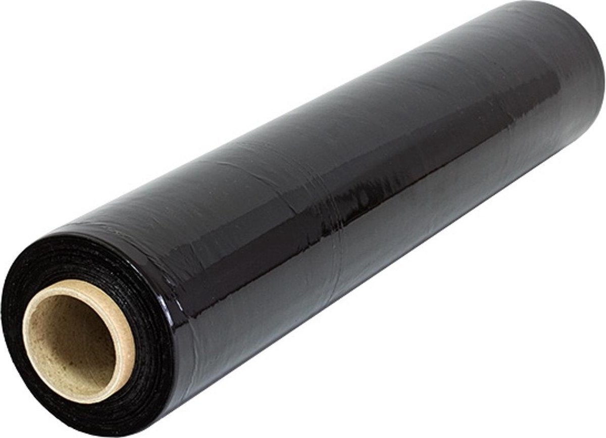 Hand wikkelfolie zwart 50 cm x 270m 23my (6 stuks)