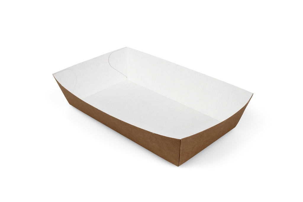 Snackbakjes A14, karton 15,5 x 8,5 x 3,8 cm bruin / wit ( prijs per doos )