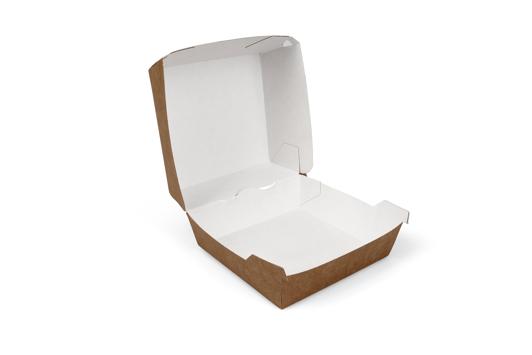 Hamburgerboxen small, karton 9 x 9 x 7,8 cm bruin / wit