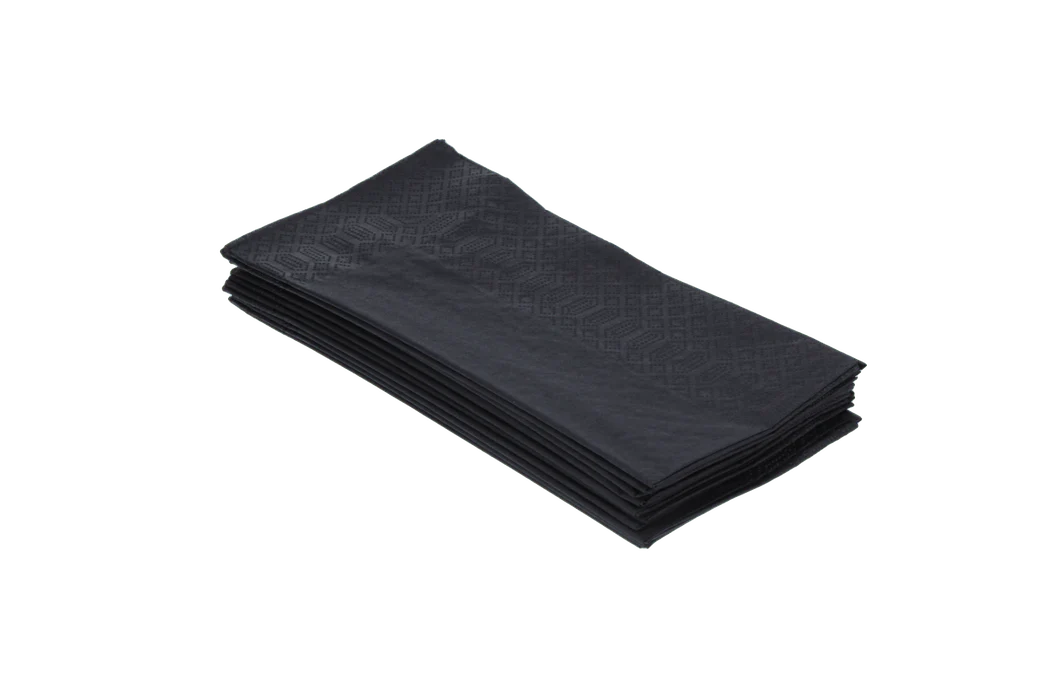 Servetten 2 laags 1/8 vouw 40x40cm zwart 125 stuks