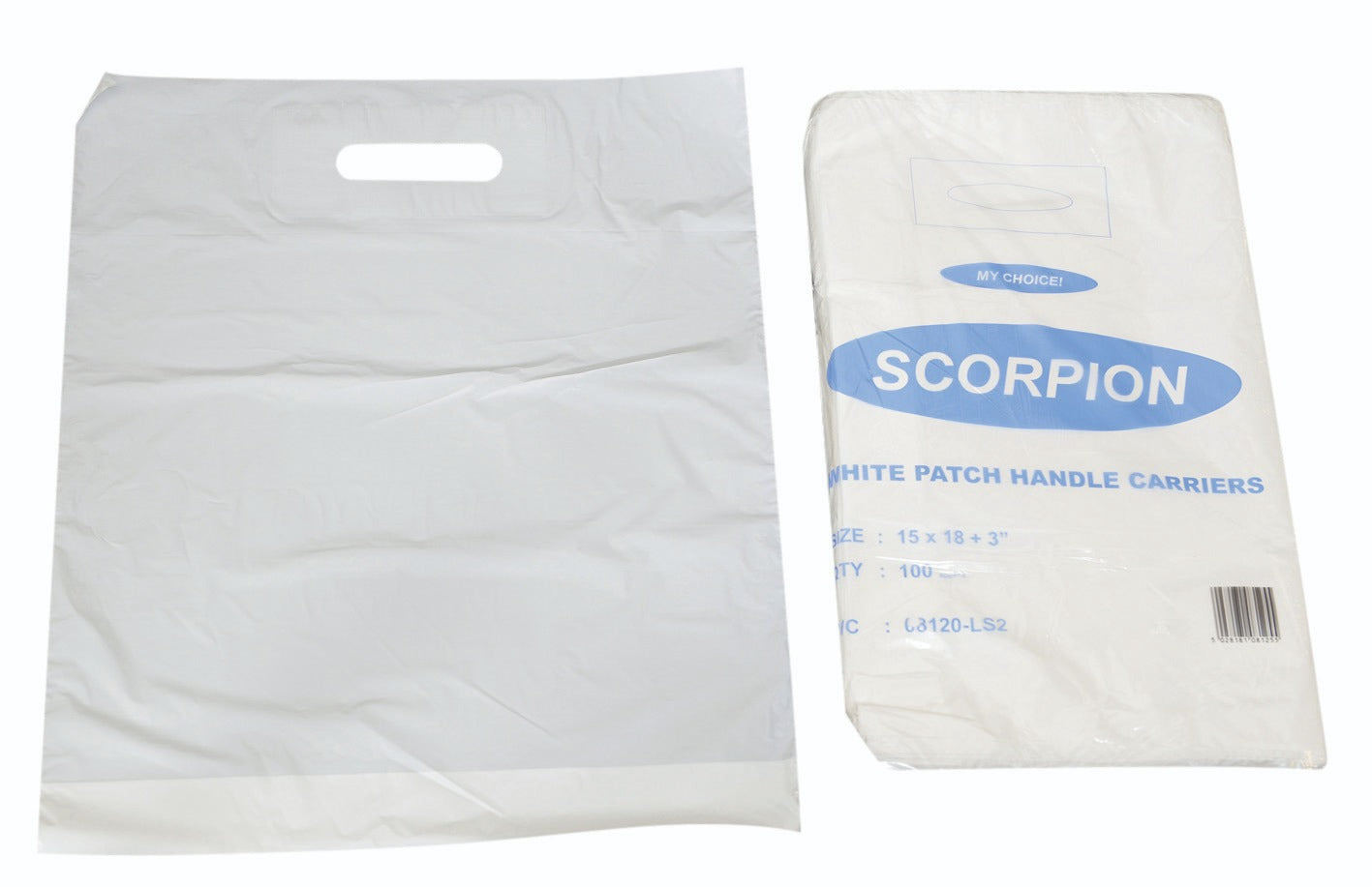 LDPE draagtassen wit 38 x 45 + 8